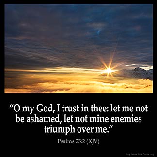 Psalms_25-2: O my God, I trust in thee: let me not be ashamed, let not mine enemies triumph over me